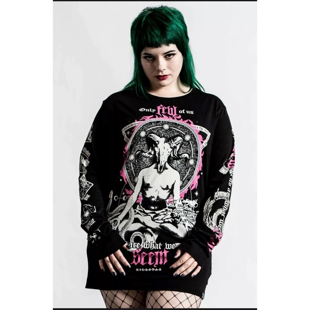 NWT KILLSTAR Meditate Gothic Punk Satanic Long Sleeve T Shirt Size XS unisex